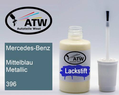 Mercedes-Benz, Mittelblau Metallic, 396: 20ml Lackstift, von ATW Autoteile West.